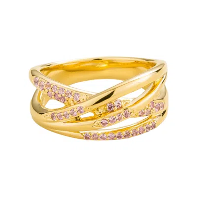 Juvetti Women's Pink / Purple / Gold Val Ring In Pink Sapphire Set In Gold
