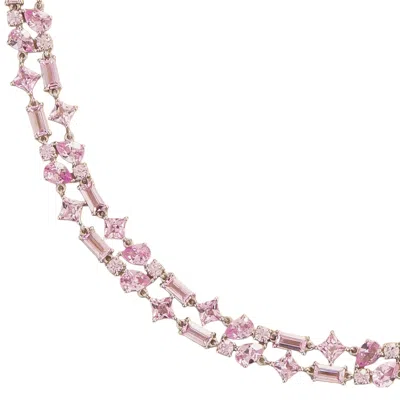 Juvetti Women's Pink / Purple / White Lago Rosa Pink Sapphire & White Gold Necklace