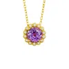 Juvetti Women's Pink / Purple / White Solen Gold Necklace Set With Purple Sapphire & Diamond
