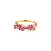 Juvetti Women's Pink / Purple / White Starry Gold Ring Pink Sapphire & Diamond