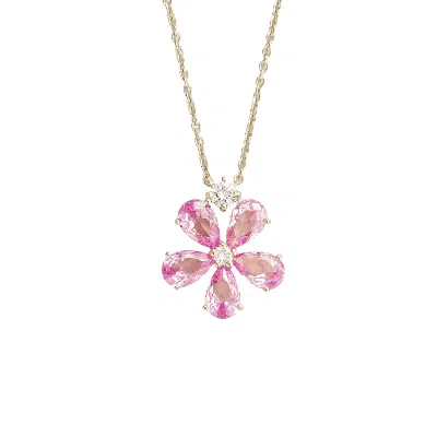 Juvetti Women's Pink / White / Silver Florea White Gold Necklace Pink Sapphire & Diamond In Multi