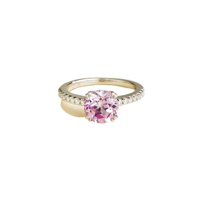 Juvetti Women's Pink / White / Silver Kusen White Gold Ring Pink Sapphire & Diamond In Multi