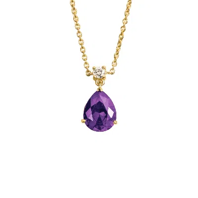 Juvetti Women's Purple / Gold / White Ori Medium Pendant Necklace In Purple Sapphire & Diamond Set In Gold In Multi