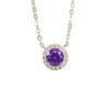 Juvetti Women's White / Purple Mars White Gold Necklace Set With Purple Sapphire & Diamond In Blue