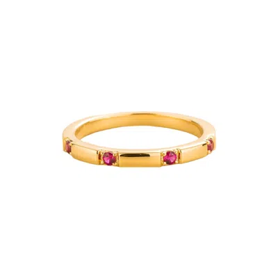 Juvetti Women's Red / Gold Balans Ring In Ruby In Multi