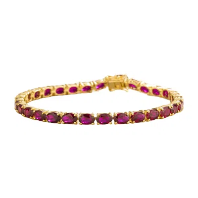 Juvetti Women's Red / Gold Salto Gold Tennis Bracelet In Ruby In Multi