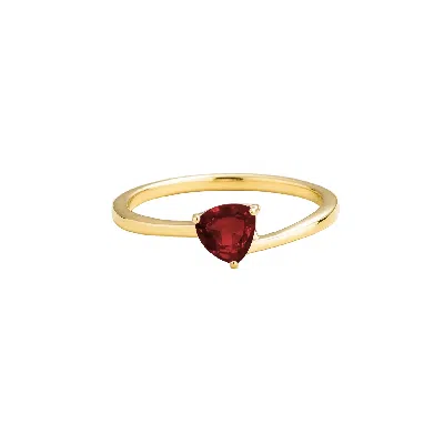 Juvetti Women's Red / Gold Trillion Ruby Solitaire Ring In Gold