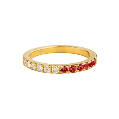 Juvetti Women's Red / Gold / White Dimi Ruby & Diamond Half Eternity Gold Ring In Red/gold/white
