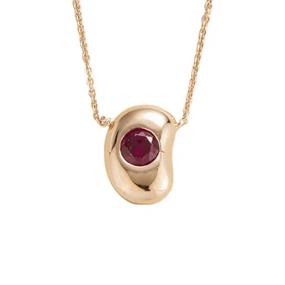 Juvetti Women's Red / Rose Gold Fava Rose Gold Ruby Necklace