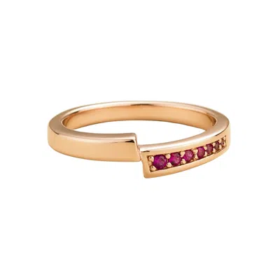 Juvetti Women's Red / Rose Gold Vero Ring In Ruby Set In Rose Gold In Pink