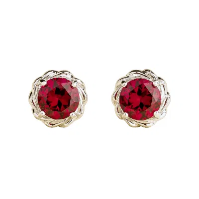 Juvetti Women's Red / Silver / White Tonn White Gold Earrings Set With Ruby