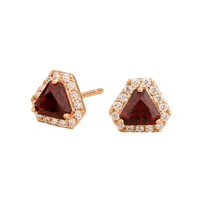 Juvetti Women's Red / White / Rose Gold Diana Earrings In Ruby & Diamond Set With Rose Gold In Brown