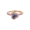 Juvetti Women's Rose Gold / Orange / Blue Diana Rose Gold Ring Ceylon Blue Sapphire Diamond Pink Sapphire