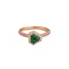 Juvetti Women's Rose Gold / Orange / Green Diana Rose Gold Ring Emerald, Diamonds & Pink Sapphires