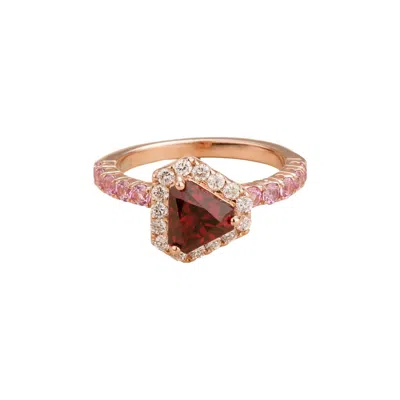 Juvetti Women's Rose Gold / Pink / Purple Diana Rose Gold Ring Ruby Diamonds & Pink Sapphires