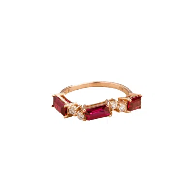 Juvetti Women's Rose Gold / Red / White Forma Ring With Ruby And Diamond Set In Rose Gold