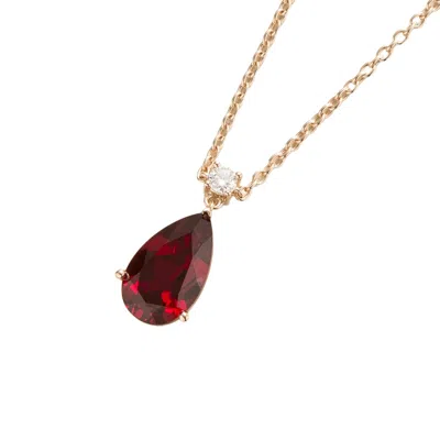 Juvetti Women's Rose Gold / Red / White Ori Large Rose Gold Pendant Necklace In Ruby & Diamond