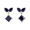Juvetti Women's Silver / Blue / White Amore White Gold Earrings In Blue Sapphire & Diamond