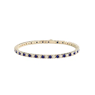 Juvetti Women's Silver / Blue / White Ciclo Blue Sapphire & Diamond Round Tennis Bracelet In White Gold In Multi