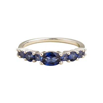 Juvetti Women's Silver / Blue / White Petra Ring In Blue Sapphire Set In White Gold In Multi