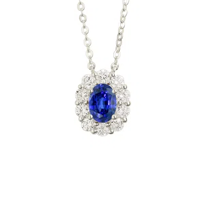 Juvetti Women's Silver / Blue / White Prill White Gold Necklace Set With Blue Sapphire & Diamond In Multi