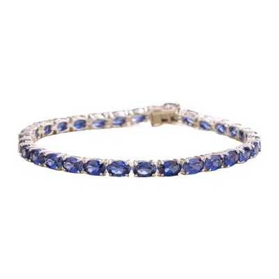 Juvetti Women's Silver / Blue / White Salto White Gold Tennis Bracelet In Blue Sapphire
