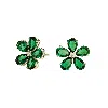 Juvetti Women's Silver / Green / White Florea White Gold Earrings Emerald & Diamond In Multi