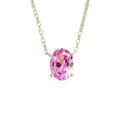 Juvetti Women's Silver / Pink / Purple Ovo White Gold Necklace Set With Pink Sapphire