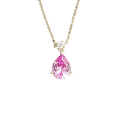 Juvetti Women's Silver / Pink / White Ori Pastel Pink Sapphire & Diamond Pear Drop Pendant Necklace In White In Multi