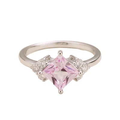 Juvetti Women's Silver / White / Orange Amore Ring In Pink Sapphire & Diamond