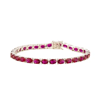 Juvetti Women's Silver / White / Red Salto White Gold Tennis Bracelet In Ruby In Multi