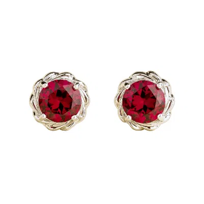 Juvetti Women's Silver / White / Red Tonn White Gold Earrings Set With Ruby In Multi