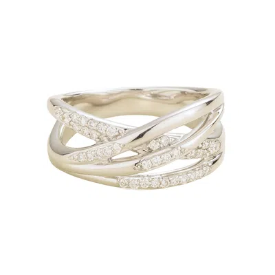 Juvetti Women's Silver / White Val Ring In Diamonds Set In White Gold