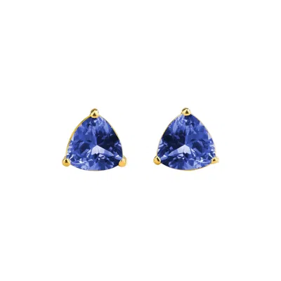 Juvetti Women's Trillion Blue Sapphire Stud Earrings In Gold / Blue