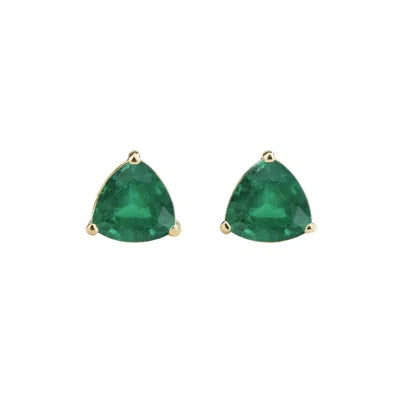 Juvetti Women's Trillion Emerald Stud Earrings In White Gold / Green
