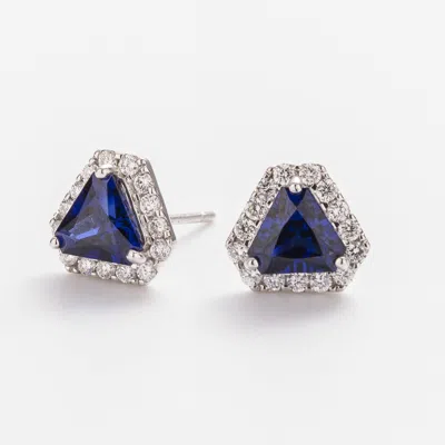 Juvetti Women's White / Blue Diana White Gold Earrings With Blue Sapphires & Diamonds In Metallic