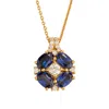 Juvetti Women's White / Blue Pristi Gold Necklace Blue Sapphires & Diamonds In Multi