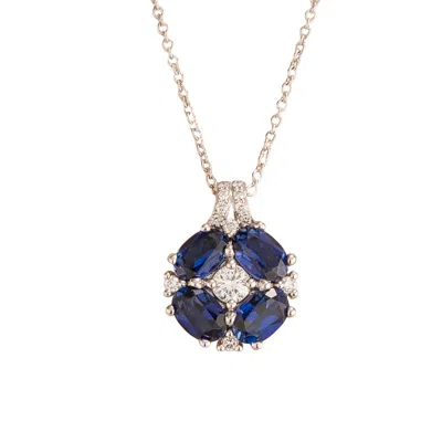 Juvetti Women's White / Blue Pristi White Gold Necklace Blue Sapphires & Diamonds In Metallic