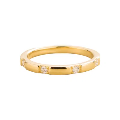 Juvetti Women's White / Gold Balans Ring In Diamond