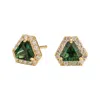 Juvetti Women's White / Gold / Green Diana Gold Earrings In Emerald & Diamond In Multi