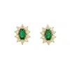 Juvetti Women's White / Gold / Green Oda Gold Earrings Emerald & Diamond In Multi