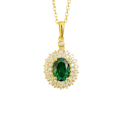 Juvetti Women's White / Gold / Green Viva Gold Necklace Diamond & Emerald