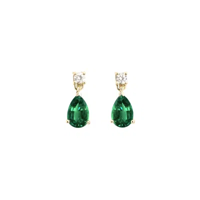 Juvetti Women's White / Green Pisa White Gold Earrings Set With Emerald & Diamond In Multi