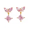 Juvetti Women's White / Pink Amore Gold Earrings Pink Sapphire & Diamonds In Multi