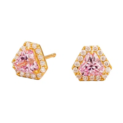 Juvetti Women's White / Pink / Gold Diana Gold Earrings With Pink Sapphires And Diamonds In Multi