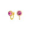Juvetti Women's White / Pink / Gold Djerv Gold Earrings In Pink Sapphire & Diamond In Multi