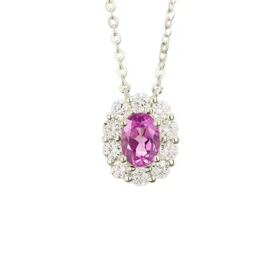 Juvetti Women's White / Pink Prill White Gold Necklace Set With Pink Sapphire & Diamond In Metallic
