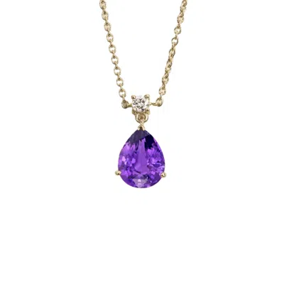 Juvetti Women's White / Pink / Purple Ori Medium Pendant Necklace In Purple Sapphire & Diamond Set In White 