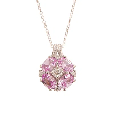 Juvetti Women's White / Pink / Purple Pristi White Gold Necklace Pink Sapphires & Diamonds
