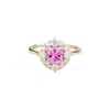 Juvetti Women's White / Pink / Purple Tulip White Gold Ring Pink Sapphire & Diamond